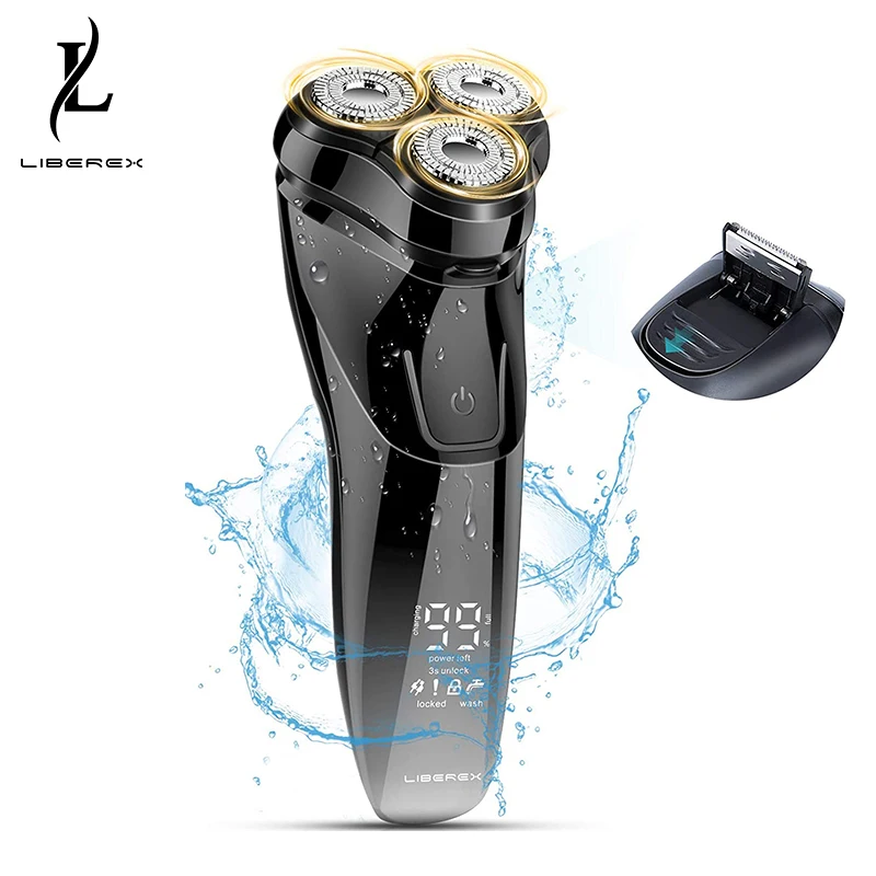 Liberex-afeitadora portátil 3D para hombres, máquina de afeitar recargable por USB, afeitadora de barba, máquina de afeitar impermeable IPX7