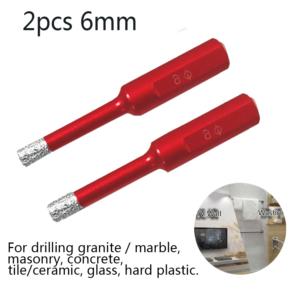2 шт алмазные сверла для плитки сухой сверло 6 мм Гранит Мрамор фарфор Стекло