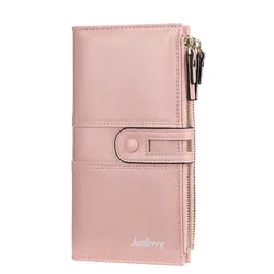 Elegant Women's Long PU Leather Wallet - High - Quality Classic Purse with Card Holder & Zipper (Pink)
