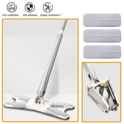 X-type Floor Mop Hand-free Wash 360 Degree Rotation Flat Mop with 3pcs Reusable Microfiber Pads for Home Household Cleaning Tool