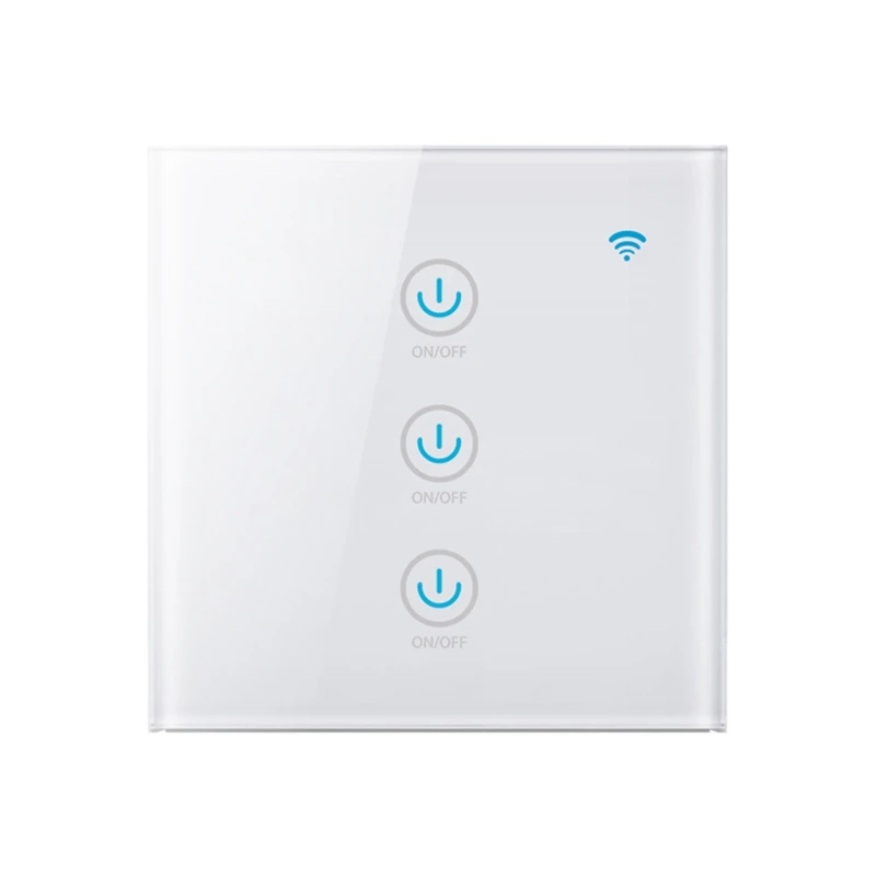 

Smart Wifi Switch EU 3 Gang Tuya Smart Life App Wireless Remote Control Smart House Press Panel Light Switch EU Plug