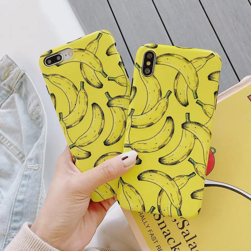 

For iPhone 7 Plus XR X XS Max Case Summer Seductive Yellow Banana Phone Case For iPhone 8 Plus 6 6s Soft Silicone TPU Cover