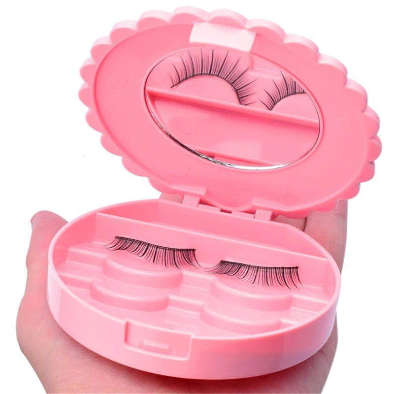 1pc Plastic Empty Container With Mirror For Makeup Accessories Fake Lashes Eyelashes Care Storage Case Box
