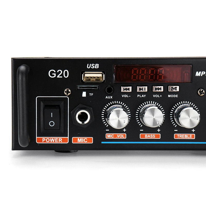 Стерео аудио усилитель музыкальный приемник Powstro Smart Digital HiFi Bluetooth USB FM 12 В/220 В Инфракрасный контроль усилитель для дома и автомобиля