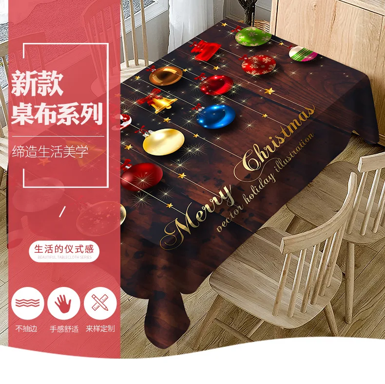 New Cartoon Polyester Fabric Household Christmas Series Table Cloth 3D Digital Printing Waterproof Table Cloth Various Styles
