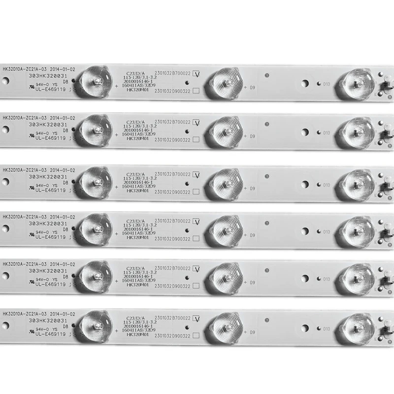 10 шт./лот светодиодный подсветка полосы для ГК H32DB3100T полосы HK32D10A-ZC21A-03 10 лампы 62,5 см