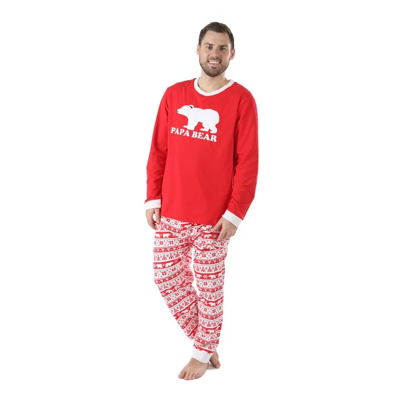 Christmas Holiday Clothes for Family Parent-child Suit Printing Home Service Cotton Soft Two-piece Pajamas Clothes Set - Цвет: Father