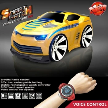 

Smart Remote Control Car Voice Command 2.4GHz Watch Control Speed Adjustable LED Cool Light Electric Rechargeable RC Car Kid Toy