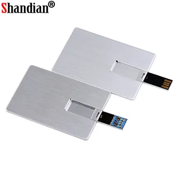 

SHANDIAN Usb Flash Drive 4GB 8GB 16GB 32GB 64GB Metal Card Pendrive Business Gift Usb Stick Credit Card Pen Drive