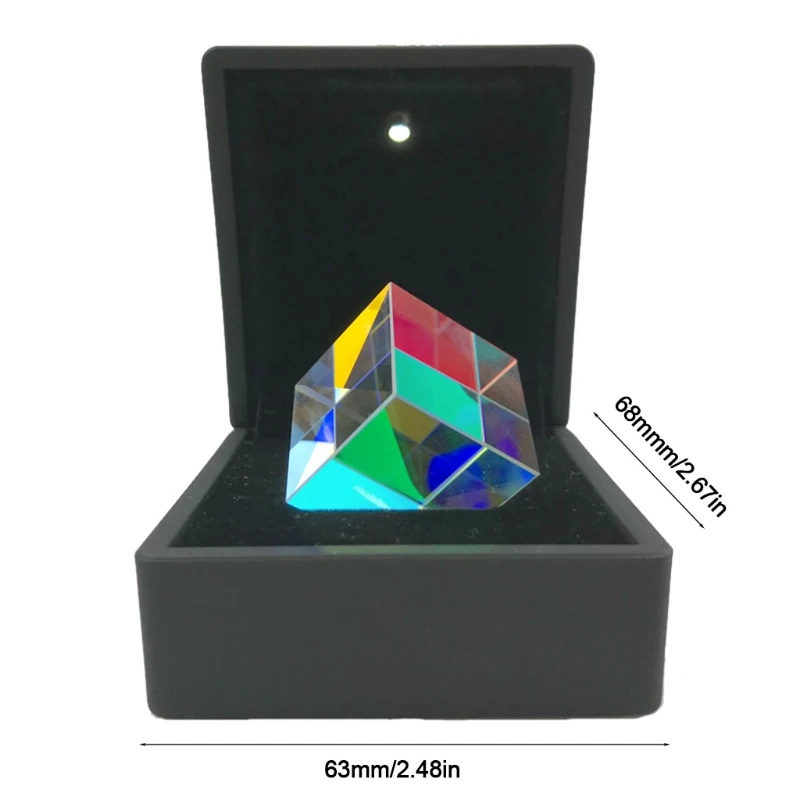 Color Prism Square Prism Color-Collecting Prism 6-Sided Cube with Light Box Optical Glass Lens Cross Dichroic Mirror