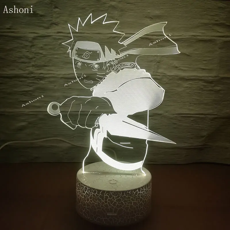 Аниме Рисунок Uzumaki Naruto с кинжал 3D светодиодный ночной Светильник RGB 7 цветов Настольная лампа Декор для дома подарок на день рождения для детей
