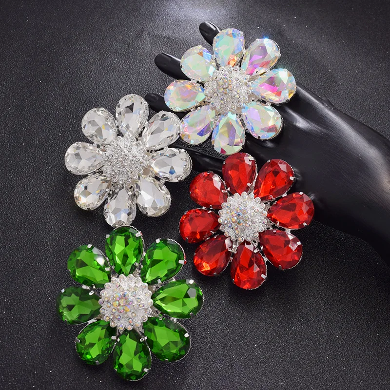 Good quality 7.2cm Adjustable Flower Rings for Women bright red Rhinestones crystal wedding jewelry Christmas gifts