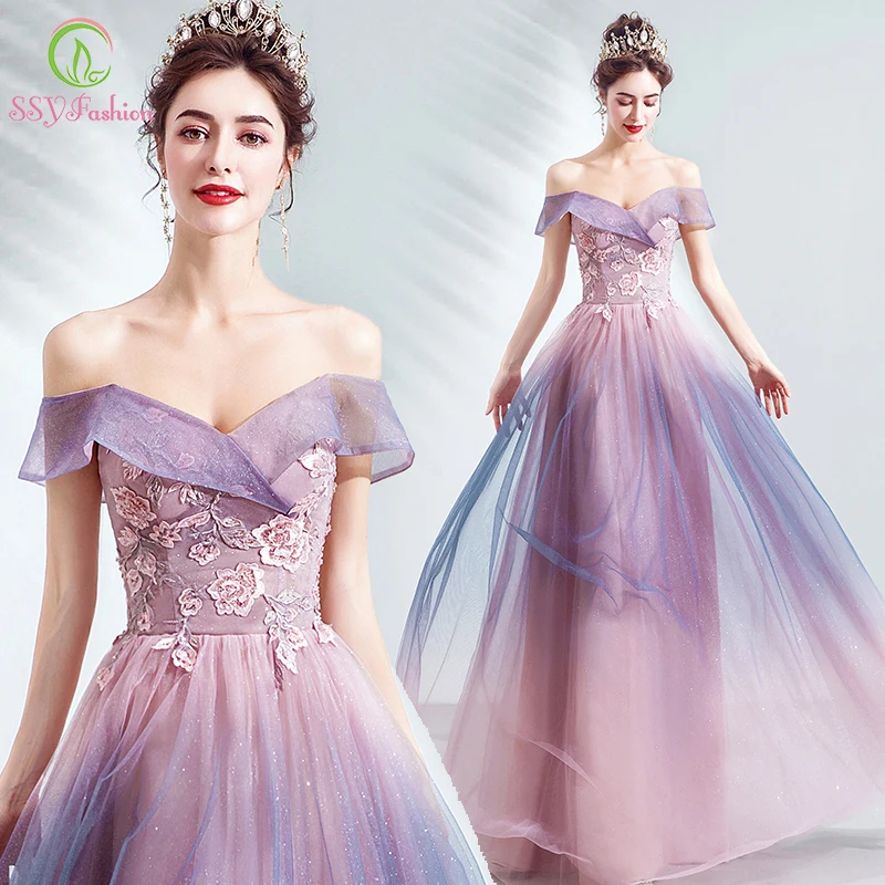 Ssyfashion New Romantic Gradient Pink Evening Dress Banquet Elegant ...