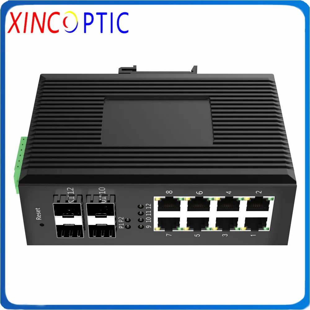 4SFP1000M + 8RJ45 10/100M без SFP гигабитный управляемый промышленный коммутатор 12 10/100/1000M