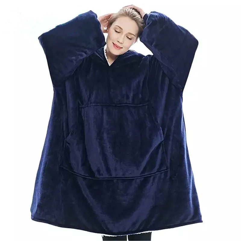 Women Wearable Hoodie Blanket with Sleeves Fleece Hooded Sweatshirts Giant Blanket Hoodies Winter Oversized Hoodies Sweatshirts
