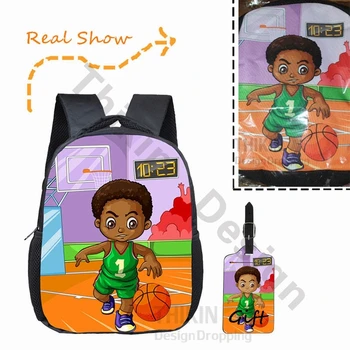 

THIKIN Cute American Art Black Boys Toddlers Backpacks Cartoon Children School Bags Baby Kindergarten Backpack Kids Book Bags