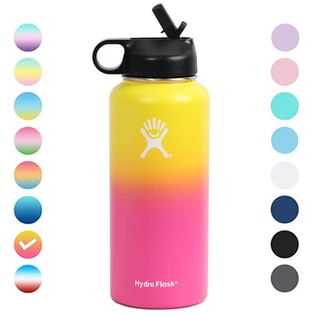 

18oz Kawaii Water Bottle Hydro Flask Water Bottle Sport Vacuum Insulated Wide Mouth Travel Portable Thermal Bottle Sticker Girl
