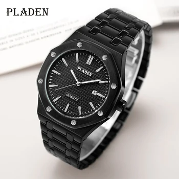 

PLADEN 2020 New Fashion Mens Watches Full Black Luminous Calendar Top Wristwatch AP AAA+ Sport Business Quartz Relogio Masculino