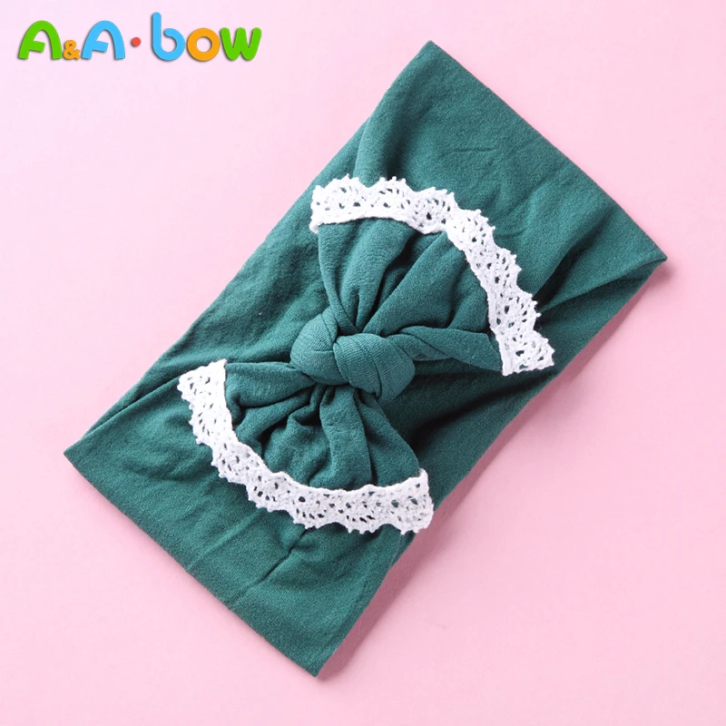 1pcs Lace Trim Cute Baby Girl Headband Wide Edging Bow Headband for Baby Girls Elastic Nylon Headwrap Bowknot Hair Accessories best baby accessories of year