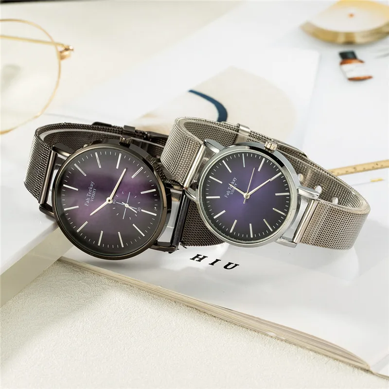 

WJ-8739 Couple Watch Men Watch Women Stainless Steel Fashion Watches Clock reloj hombre reloj mujer montre Lover's Wristwatch