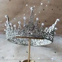 Украшение торта, аксессуары для дня рождения, винтажная королева алиэкспресс Европа и Америка, головной убор невесты, жемчужная большая круглая корона