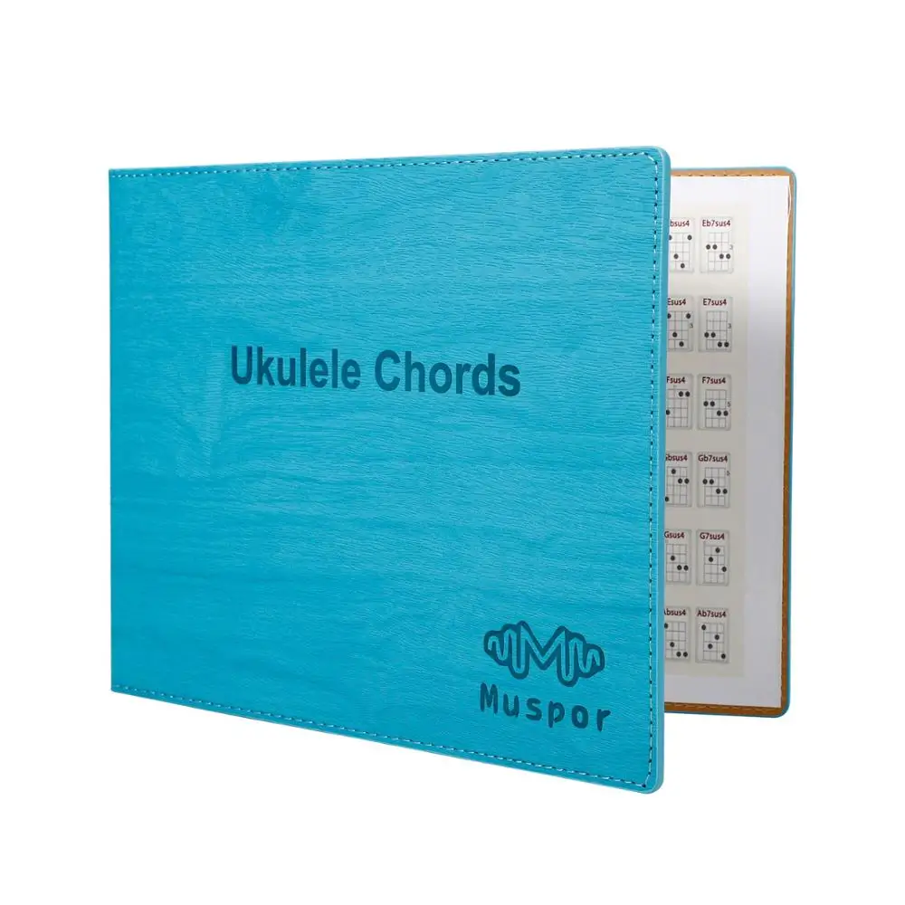 

Muspor Portable Ukulele Chord Book Chart High Quality PU Leather Over 180 Chords Paperback Notebook Guitar Chords Exercise Sheet