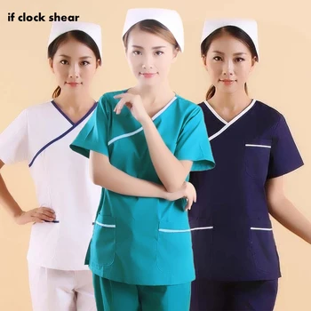 

IF Pet Hospital Workwear Short-sleeved Medical Uniforms Doctor Nurse Dental Clinic Clothes pharmacist uniform tops/Suits summer