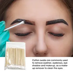 Disposable Ultra-small Cotton Swab 100pcs Lint Free Micro Brushes Wood Cotton Buds Swabs Eyelash Extension Glue Removing Tools