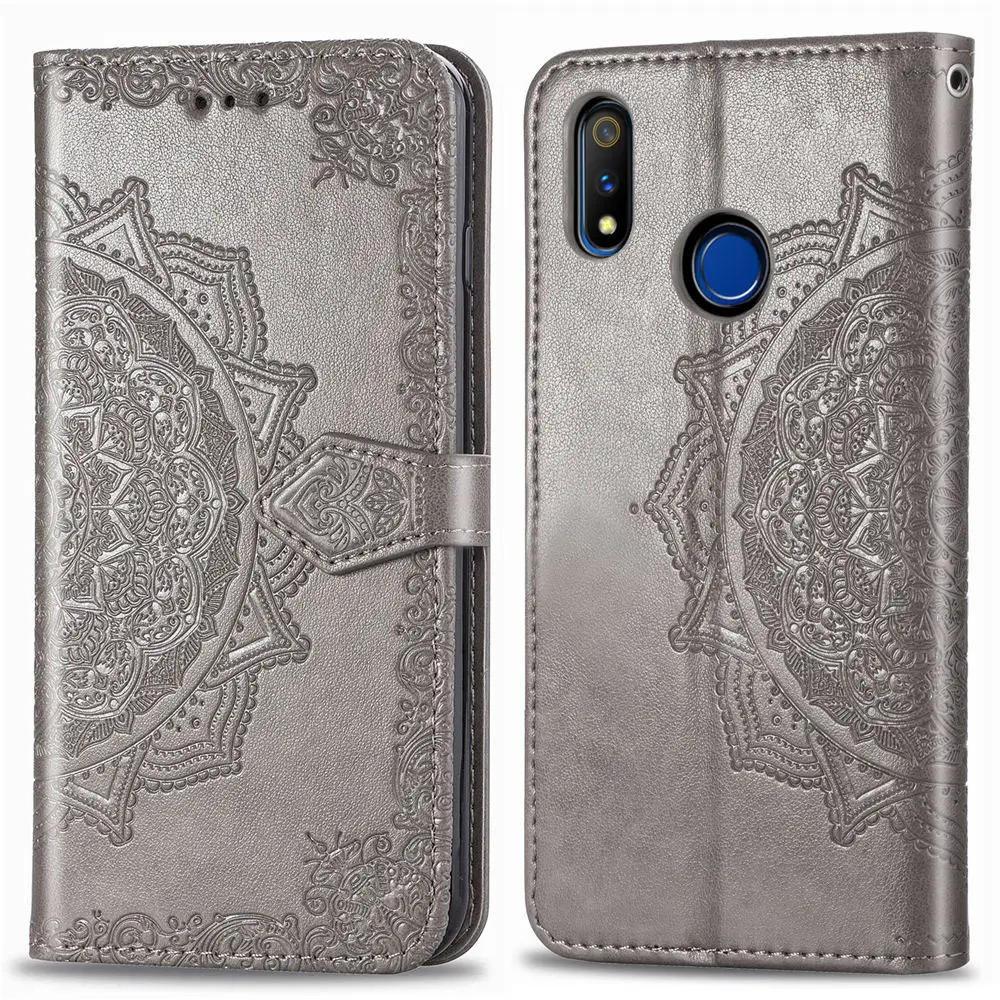 Flip Case For OPPO Reno Ace 2 Z 10x Zoom 5G luxury case Realme 3 5 Pro X C2 Embossed Leather Wallet Stand Book Cover phone cases