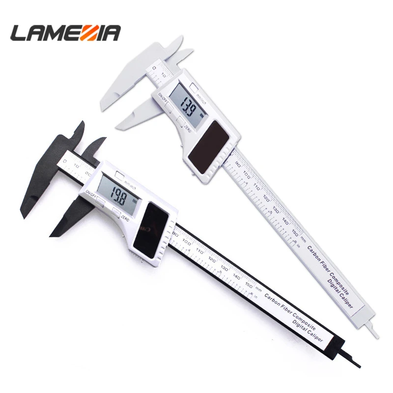 

LAMEZIA 150MM 6inch LCD Vernier Calipers Gauge Solar Power Digital pachometer Energy Pachymeter Measuring Tools