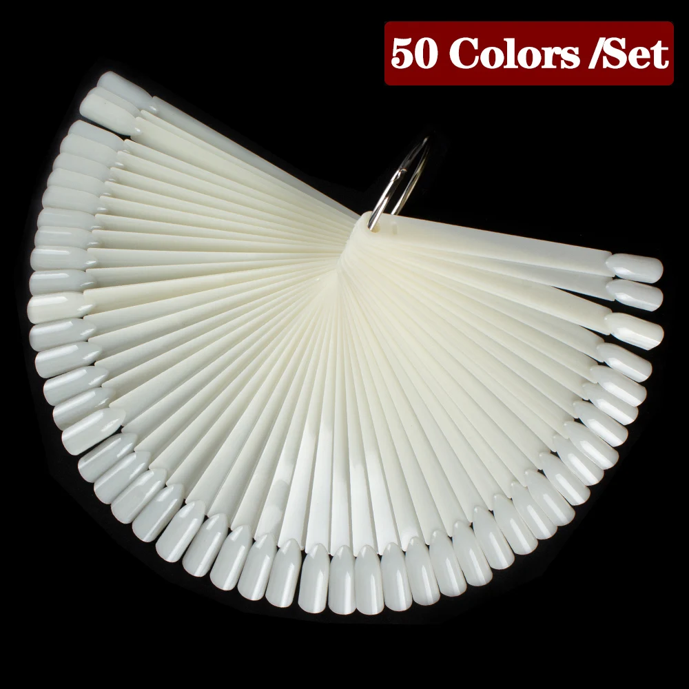 1 Set Falsche Nagel Tipps Klar Natur Schwarz Nail art Display Oval Fan Stil Nagel Swatch Polnischen Stehen Tipps Praxis maniküre Werkzeuge – Detail 4