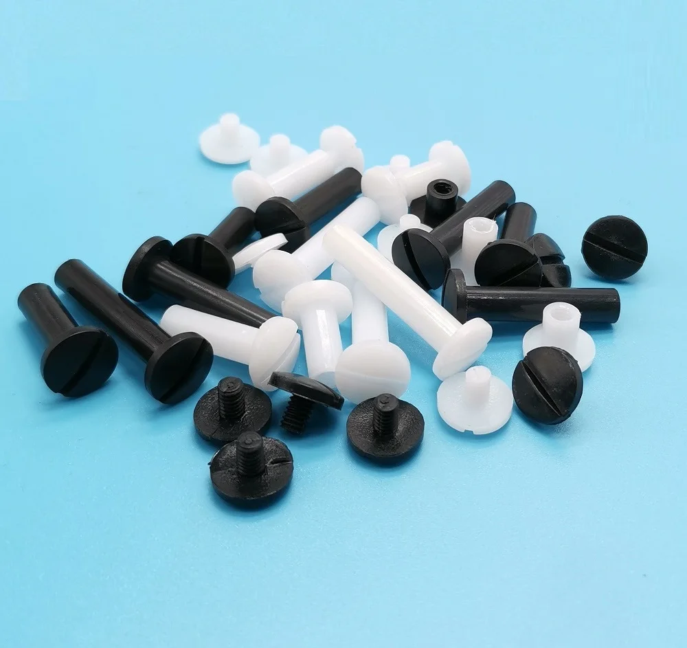 プラスチック製のポンポンネジ,5.5 x l,白または黒,20個,オスとメスのドッキングナット,スナップリベットネジ AliExpress