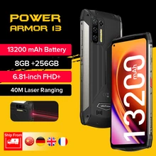 Ulefone – Smartphone Power Armor 13, téléphone robuste et étanche de 6,81 pouces, avec Android 11, 256 Go, 13200 mAh, 2,4G/5G WLAN, NFC Global 