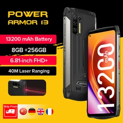 Ulefone Power Armor 13 13200mAh Rugged Phone 256GB Android 11 Waterproof Smartphone 6.81” 2.4G/5G WLAN Mobile Phones NFC Global