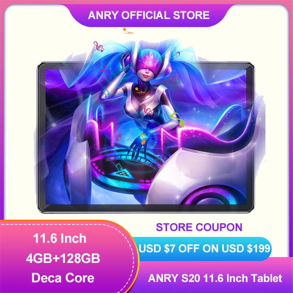 Descuento ANRY-Tableta S20 de 11,6 pulgadas, dispositivo con 128GB ROM, 4GB RAM, Deca 10 Core, 4G, Android 8,1, IPS, 1920x1080, con llamadas telefónicas, MTK6797T X25 5BybGrDVd