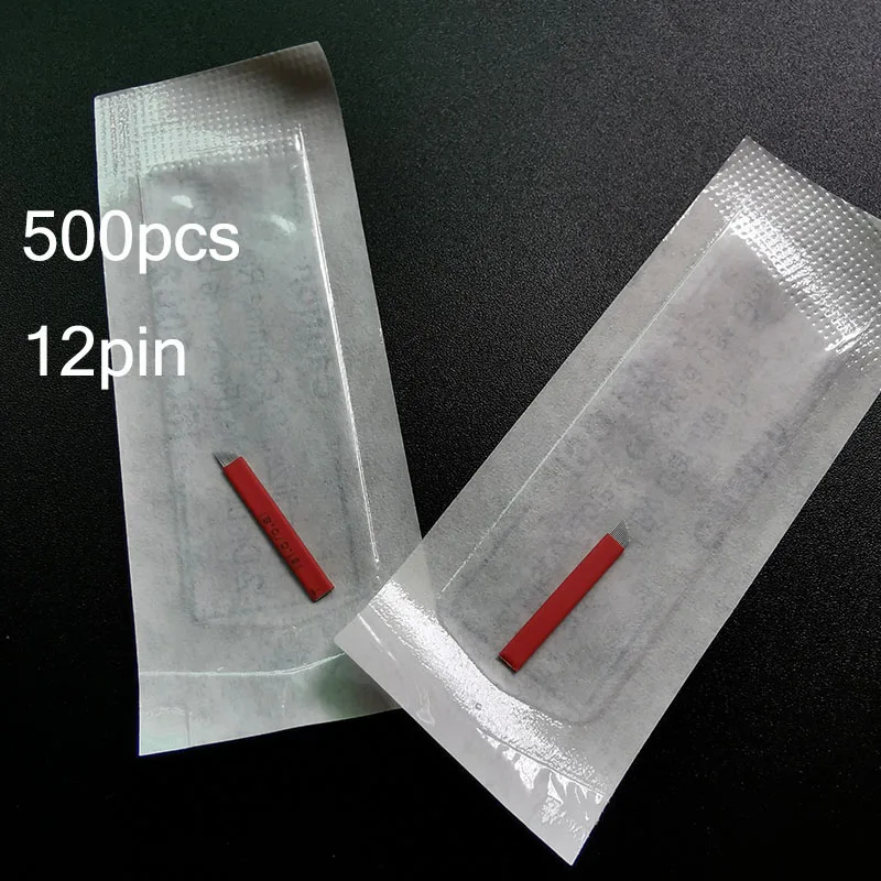 

500pcs Nano 0.18mm 12 Pins Permanent Makeup Eyebrow flex Tattoo Needles 12 Blade For Microblading lamina blade Agulhas Tebori