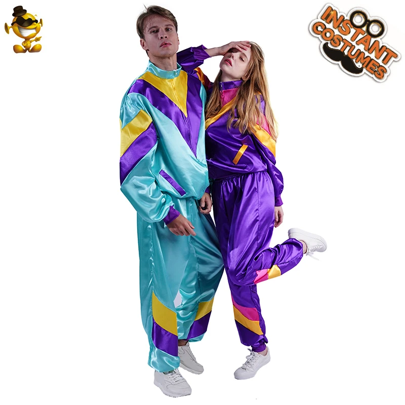 Traje de discoteca de los años 80 para hombre y mujer, de chándal de estilo Hippie para adultos y parejas|Trajes de festividades| - AliExpress