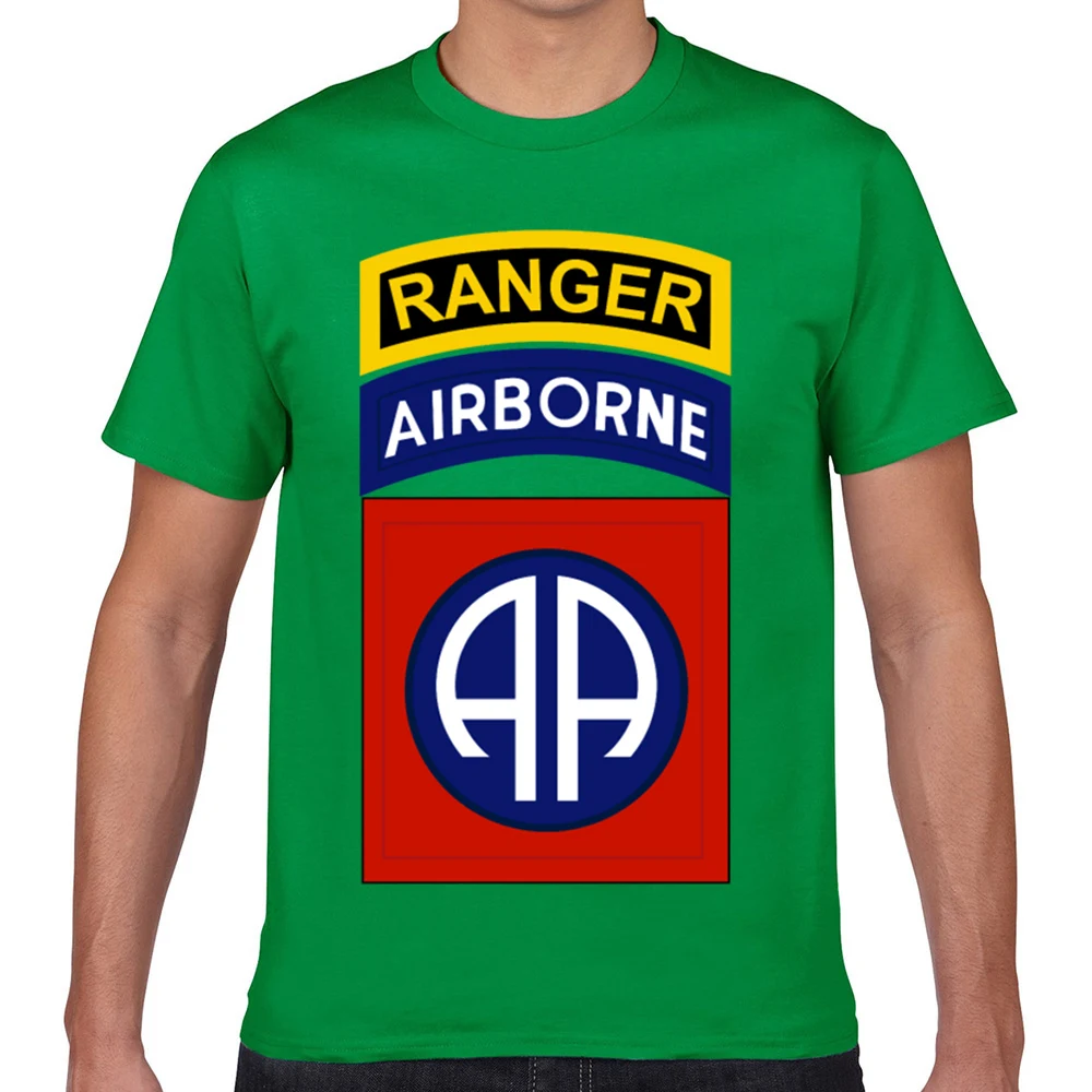 Футболка для мужчин 82nd airborne с рейнджером таб летняя белая короткая мужская