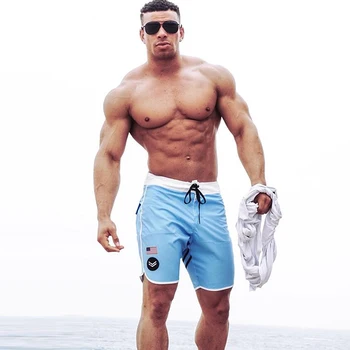 

2019 Gyms Brand Beach Swimming Shorts Waterproof Mens Swim Trunks Summer Running Pants Tether Waist