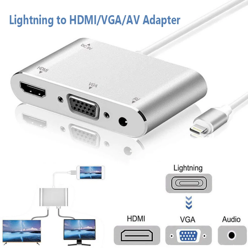 

HDTV Cable Adapter Converter For Lightning 8Pin to HDMI VGA Adapter Cable Audio Video Extends Converters For iPhone iPad Air