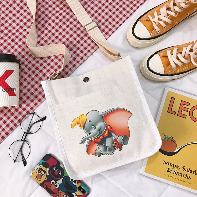 Disney Dumbo Canves сумка через плечо женская модная милая сумка дамская мультяшная сумка через плечо школьная сумка - Цвет: 2
