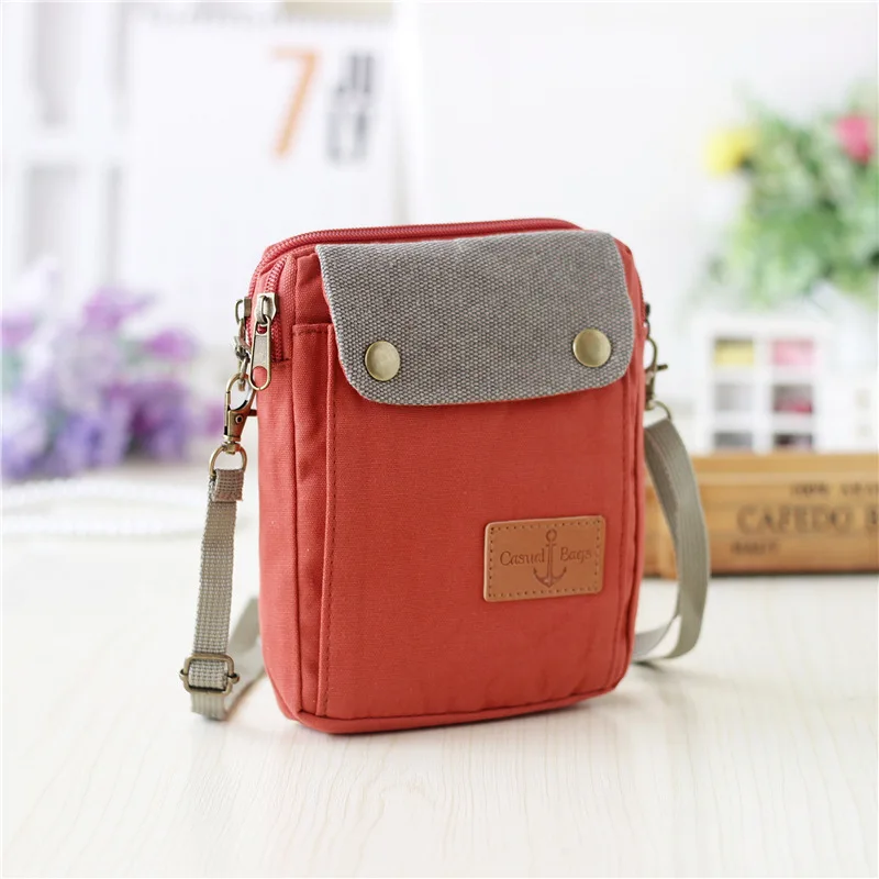 2022 New Girls Canvas Messenger Bag Women Small Mobile Phone Bag Simple Casual Female Shoulder Bag