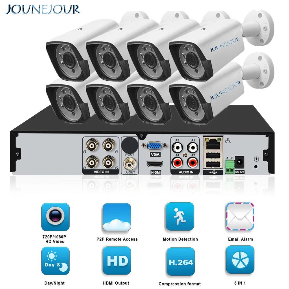 

Camera Security System Kit CCTV Wifi 8CH H.265 Security DVR 720P/1080P Security Camera System Kit Video Surveillance