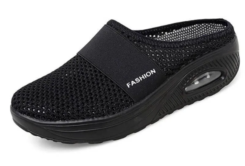 Womens Breathable Lightweight Air Cushion Slip-on Walking Slippers