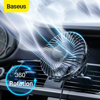 Baseus車の空気クーラーファンサイレントカーエアコン 360 度回転冷却ファン自動後部座席空気ベントusb冷却ファン
