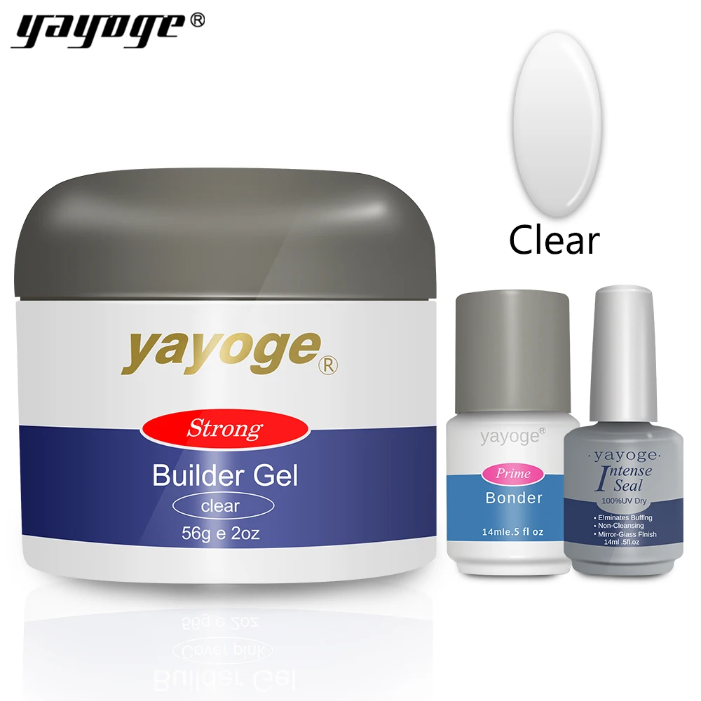 set02-clear Yayoge набор гелей для наращивания ногтей, 7 цветов, Гель-лак для замачивания, полистроительный гель с кончиками для ногтей, для дизайна ногтей, 56 мл - Цвет: set02-clear