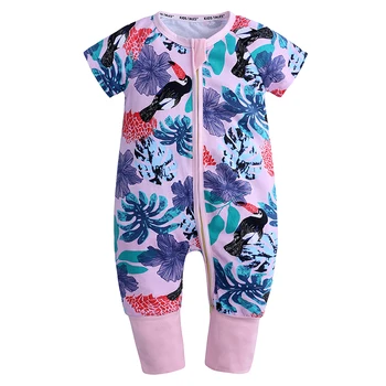 

Baby Clothing Short-Sleeved Rompers Summer Cotton Comfortable Crow Tree Print Colorful Children's Clothing Unisex Clothes
