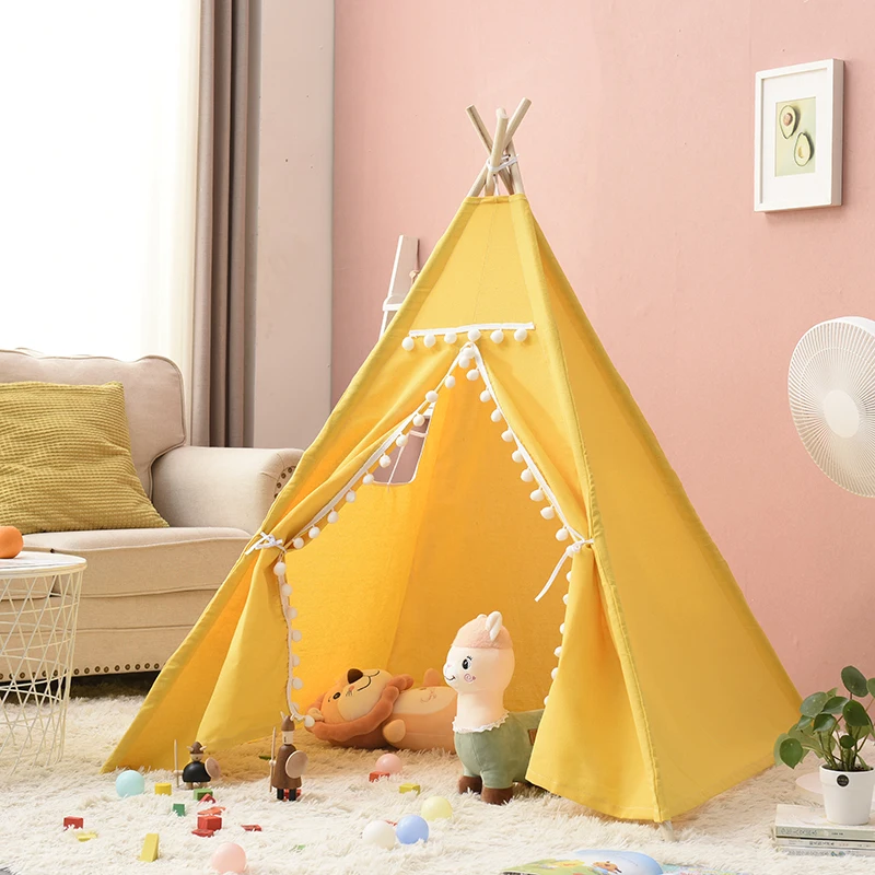 Portable Children Tents Tipi Play House Kids Cotton Canvas Indian Play Tent Wigwam Child Little Beach Teepee Room Decoration 5