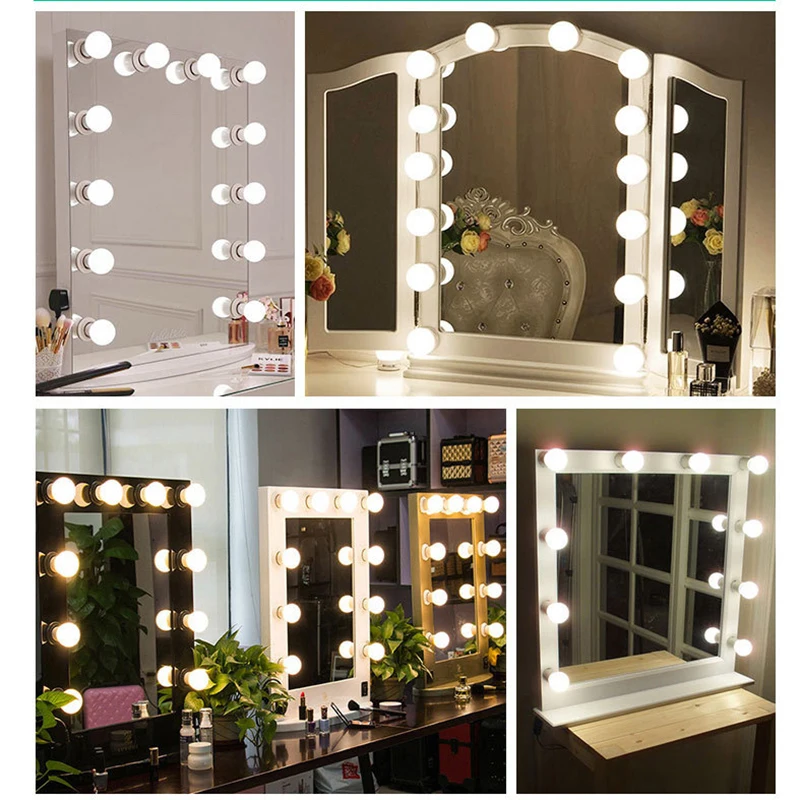 

Makeup Mirror Light Lamp 5V USB LED Pink Mirror Light Dimming Bathroom Changing Mirror Barber Shop Bulb 2/6/10/14 Lights