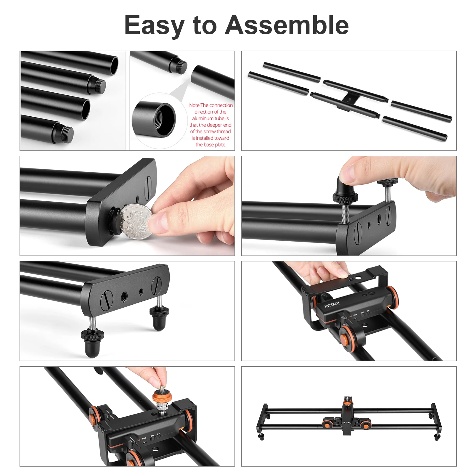 Andoer Camera Video Dolly Slider Kit with 3-wheel Auto Dolly Car 3 Speed Adjustable + 60cm/23.6in Track Rail Camera Slider